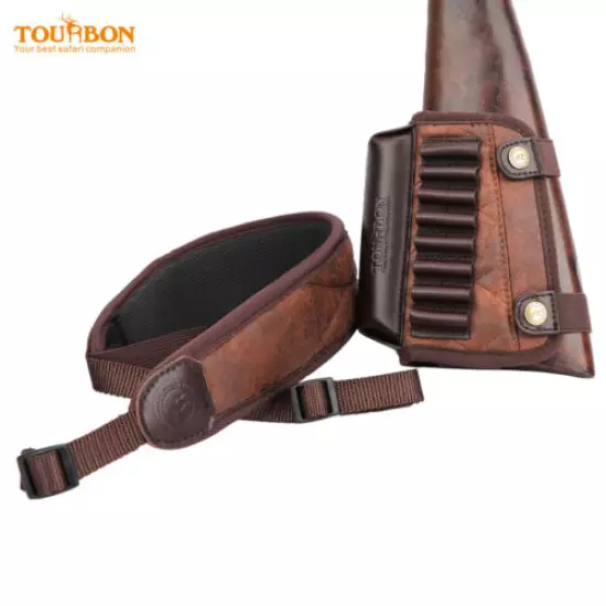 TOURBON Hunting Rifle Ammo Holder Cheek Rest Raiser+Matched Color Gun Sling SET