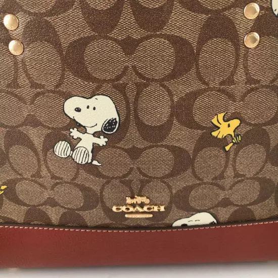 COACH x Peanuts Shoulder Tote Bag CE862 Dempsey Carryall Snoopy Woodstock JP New