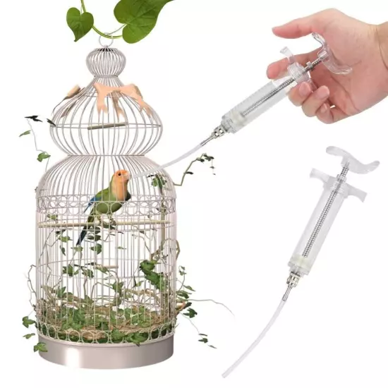 Birds Parrot Feeding Syringe Manual Rearing Gavage Curved Needle Medication Tube