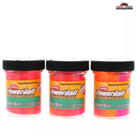 Berkley BTBSB2 PowerBait Natural Scent Trout Bait Sherbet 1.75oz Jar ~ 3 Pack