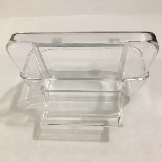 3 Bird Cage Hopper Covered Feeders Feeding Cups Perch Clear Plastic Acrylic 3”