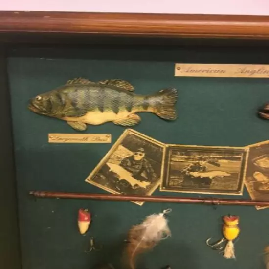 Vintage American Angling Fishing Shadow Box,home Cabin Or Den Decor