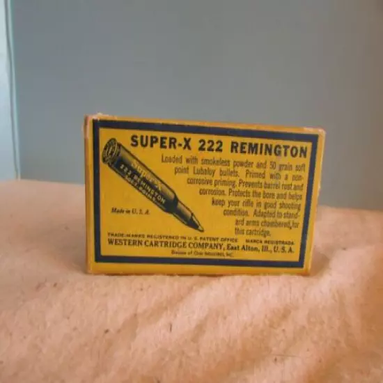 VINTAGE WESTERN SUPER X 222 REMINGTON W/EMPTY CARTRIDGE SHELLS Box Empty VARMIN