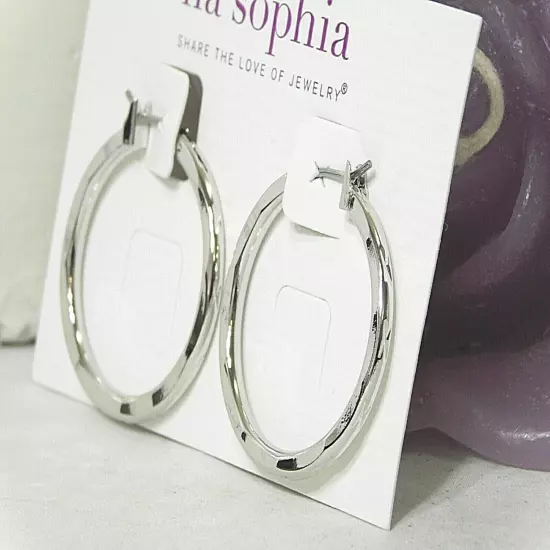 Beautiful Lia Sophia "TRENDCAST" Hoop Earrings, Silver Toned, NWT *VERY POPULAR*