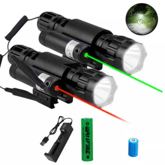 Tactical Green/Red Laser Sight Combo LED Flashlight Scope Rifle 20mm Rail Mount