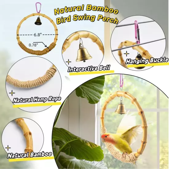 8 PCS Bird Cage Accessories Parakeet Toys Bird Supplies Parrot Perches Swings...