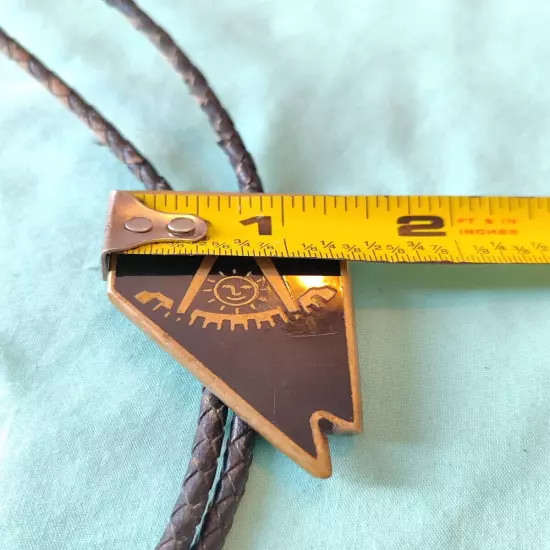 Vintage Past Master Free Mason Brass And Black Bolo Tie Number 169 Worn Out Rope