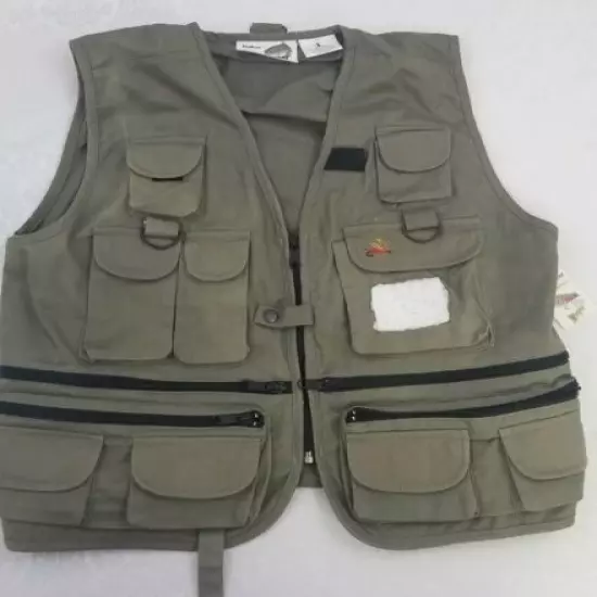 BLACK HAWK Easy Drifter Fishing Outdoor Vest Beige Men's L Embroidered Fly NWT