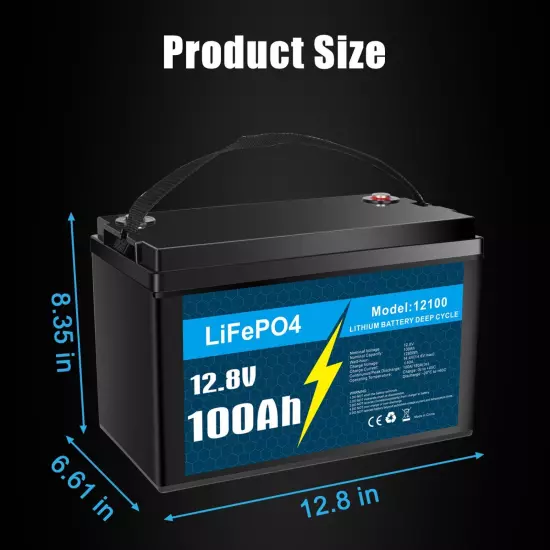 12V 100Ah LiFePO4 Lithium Battery BMS for Solar RV Off-grid Trolling Motor Boat