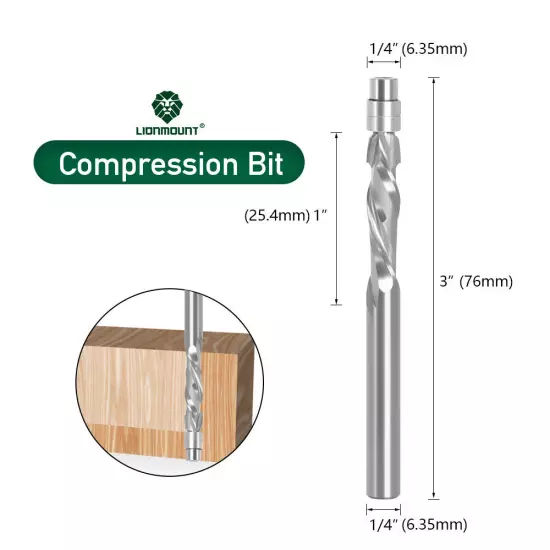 1/4" 6mm Shank Flush Trim Router Bit Solid Carbide UP/DOWN Compression Bit