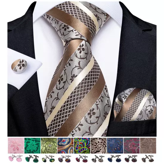 USA Mens Tie Striped Paisley Solid Paisley Necktie Hanky Cufflink Set Wedding