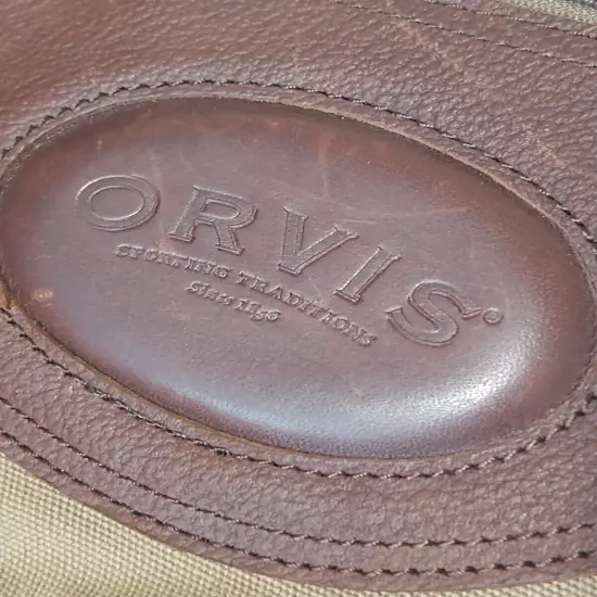 Orvis Battenkill Businessman's Backpack Khaki Tan Canvas & Leather Travel Bag