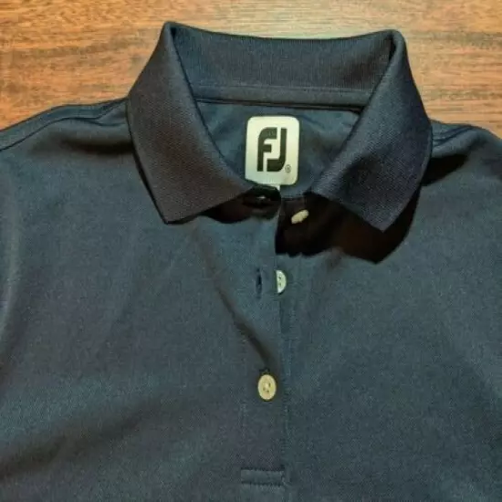 Women's Footjoy Navy Blue Three-Button Short-Sleeve Golf Polo SIZE MEDIUM 