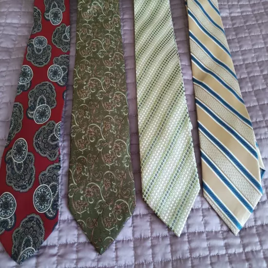 4 Lot Mens Designer Ties Hayes Beene Manzini Charlston