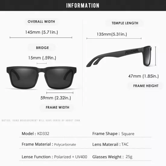 KDEAM Polarized Sunglasses Mens Women Outdoor Sports Driving Shade Glasses UV400