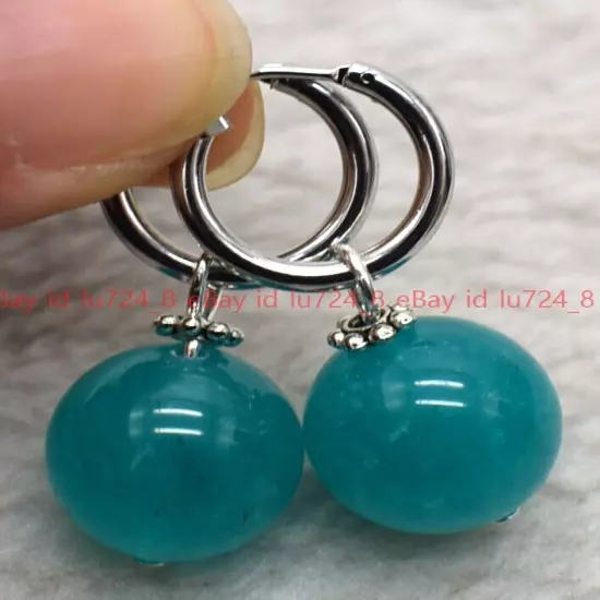 8/10/12mm Natural Multicolor Gemstone Round Beads Silver Leverback Earrings