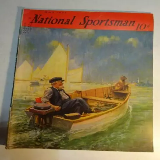 1937 National Sportsman Magazine May issue Fisherman in Boat