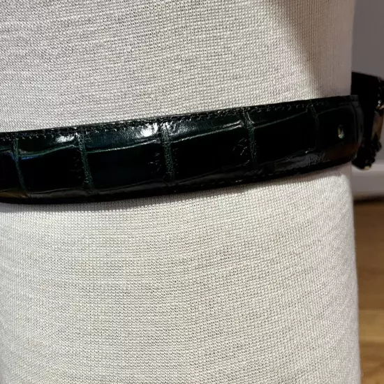 Vicenza SPORT Womens Calfskin Alligator Silver Tone Buckle Belt Size 28 - EUC