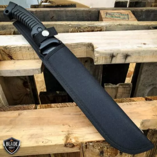 15.5" Survival Jungle Hunting Machete SAWBACK Military Fixed Blade w/ SHEATH