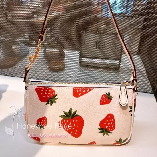 Nwt Coach Nolita 19 With Strawberry Print CH533 + Extended Chain Strawberry