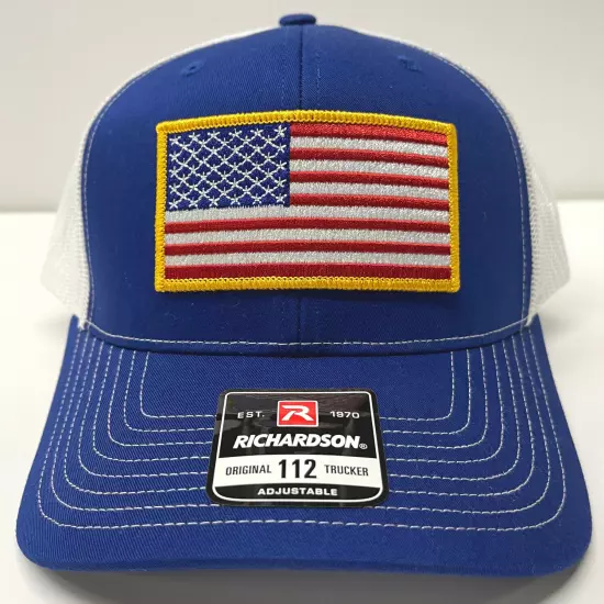 Richardson 112 American Flag 6 Panel Adjustable Snapback Trucker Mesh Hat