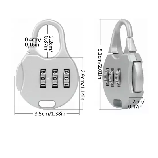 Coloured Luggage Travel Suitcase Bag Lock [3 Digit Combination] Padlock Reset