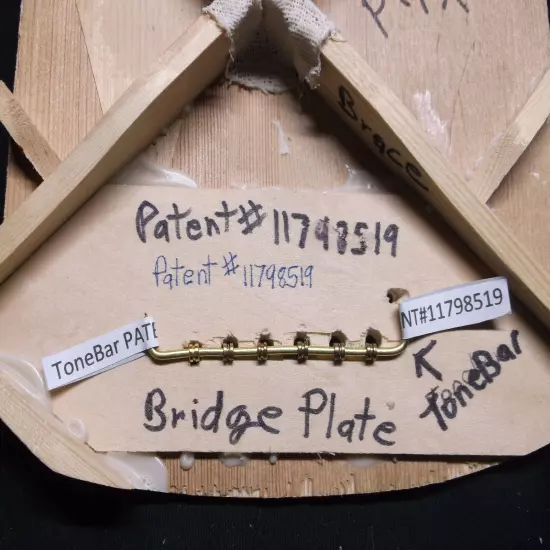 TONEBAR PATENT #11798519 ACOUSTIC GUITAR STRING MOUNTING SYSTEM & METHOD NO PINS