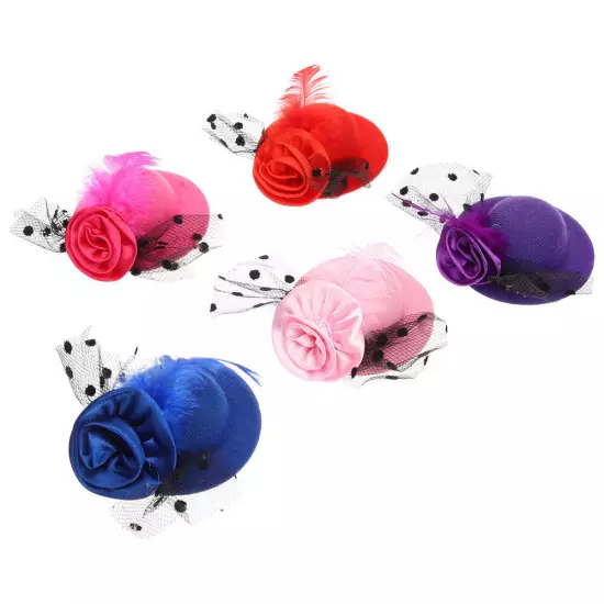 6PCS Mini Tea Party Hats DIY Colorful Hair Accessories Doll Dress up Tops Hats