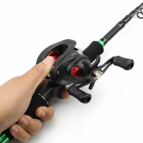 Casting Fishing Rod & Reel Combo Carbon Telescopic Travel Lure Pole Spinning Set