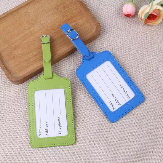 PU Luggage Tag Suitcase Bag Name Address ID Label Office DIY Work Card Supplies