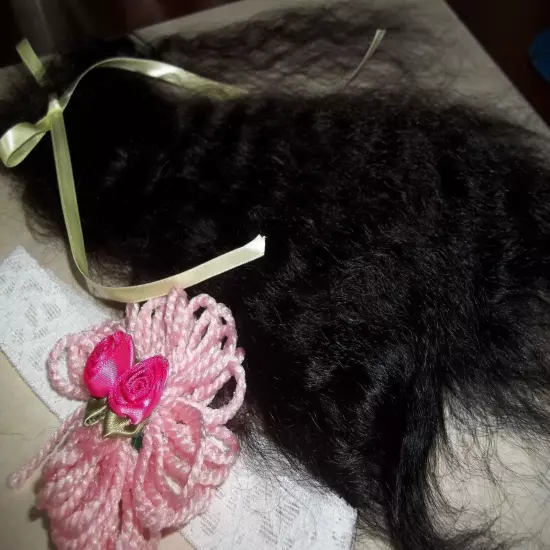 **VRY CURLY**SOFT BLACK~12in~1/2oz.~FOR REBORN~MOHAIR~YEARLING ANGORA