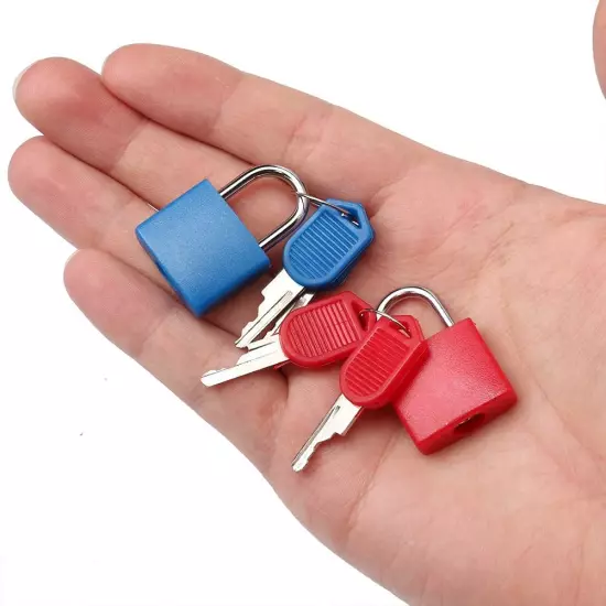 Mini Padlock with Key Suitcase Lock 4 Colors Backpack Luggage Small Locks 4Pcs