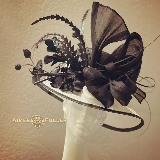 Aimee Fuller Derby Royal Ascot Cocktail Gala Classic Black Fascinator Hat