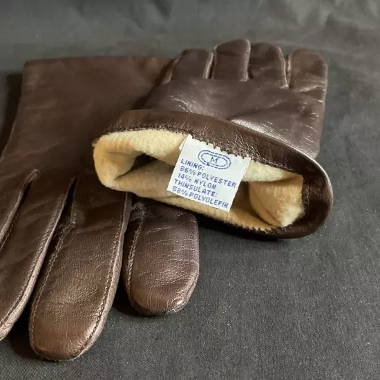 Vintage Fownes Leather Gloves Womens Size M Brown WPL 9522 Thinsulate Lining