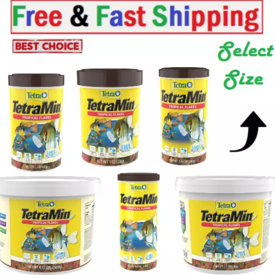 TetraMin Nutritionally Balanced Tropical Flake Food,Tropical Fish, Select Size.