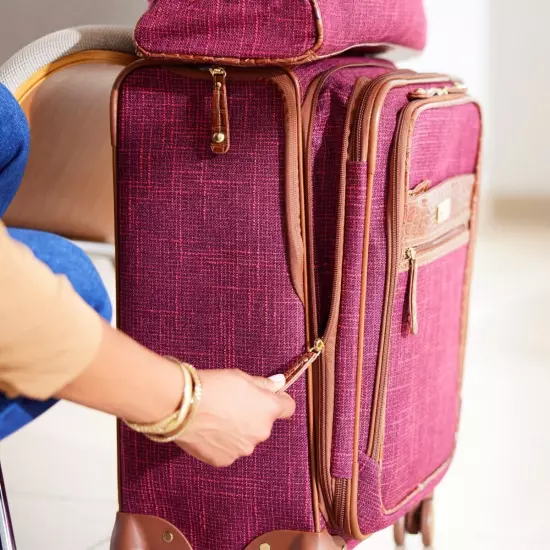 Samantha Brown Vintage 2-Piece Tweed Luggage Set - Burgundy