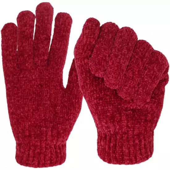 Women's Soft and Stretchy Chenille Basic Winter Magic Gloves