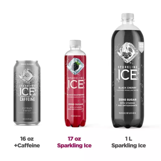 Sparkling ICE Black Raspberry Water Zero Sugar Vitamins Antioxidants 12 Pack