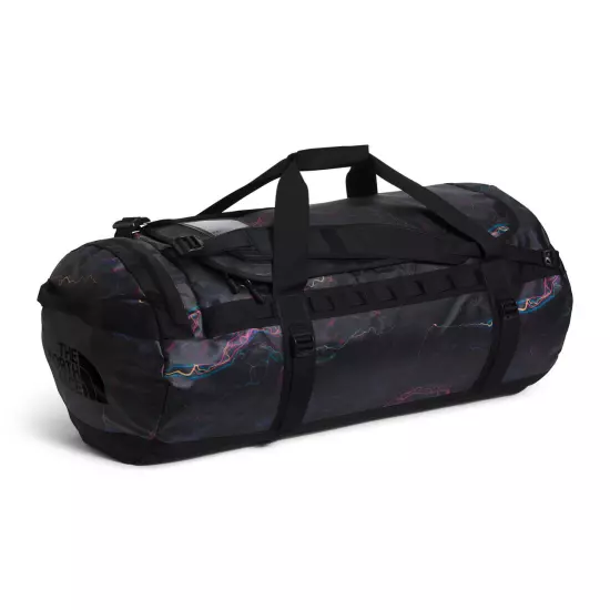 The North Face Base Camp Duffel Packable Travel Backpack Black Trail Glow Print