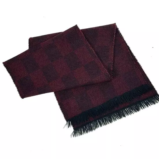 Tweedvale Scotland Worsted Wool Scarf Men’s Black Burgundy