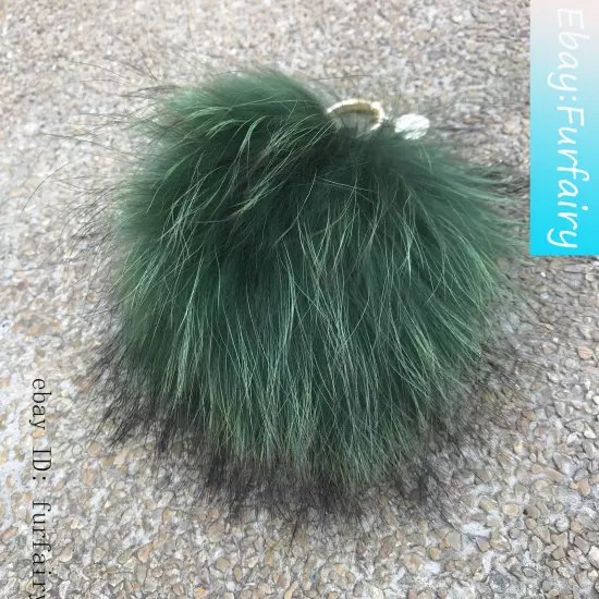 Large Real Raccoon Fur Ball Keychain Fox Fur Bag Charm Pendant Snap Button