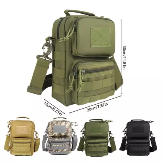 Tactical Molle Military Shoulder Bag Handbag Chest Bag + Phone Pouch + Carabiner