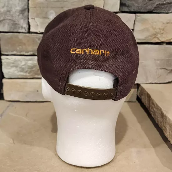 Carhartt Leather Patch Canvas Snapback Adjustable Baseball Hat USA Made Cap