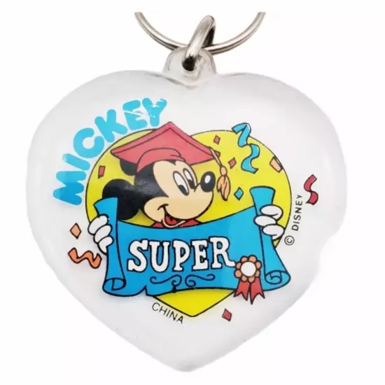 Vintage Disney Graduation Mickey Mouse Heart Keychain