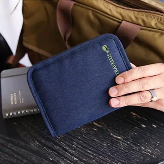 Family Travel Wallet Passport Holder RFID Blocking Document Organizer Bag Case