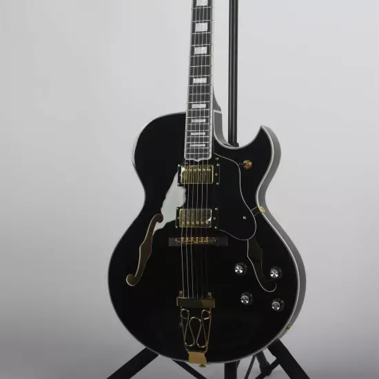 Custom Black Byrdland Electric Guitar Hollow Body Jazz F-Hole Gold Hardware