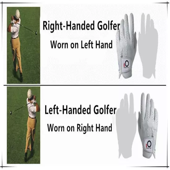 Golf Gloves Men Right Handed Golfer Left Hand 3 Pack Leather All Weather Grip