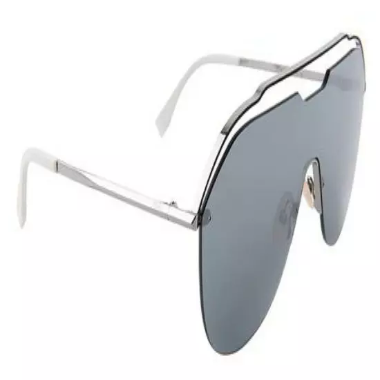 Fendi Shield Aviator Sunglasses $520 Metallic Grey Mirror 140mm Made Italy NWT