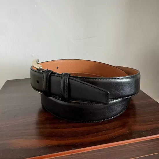 Mens Size 38 Trafalgar Lorenzo Black Leather Dress Belt