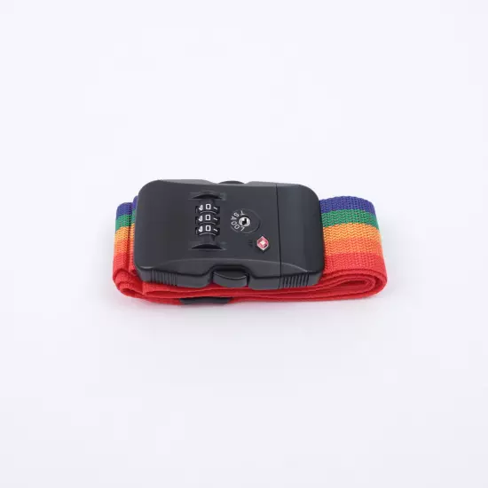 2Pcs Luggage Straps Suitcase Belt With Combination Lock TSA Approved Rainbow 